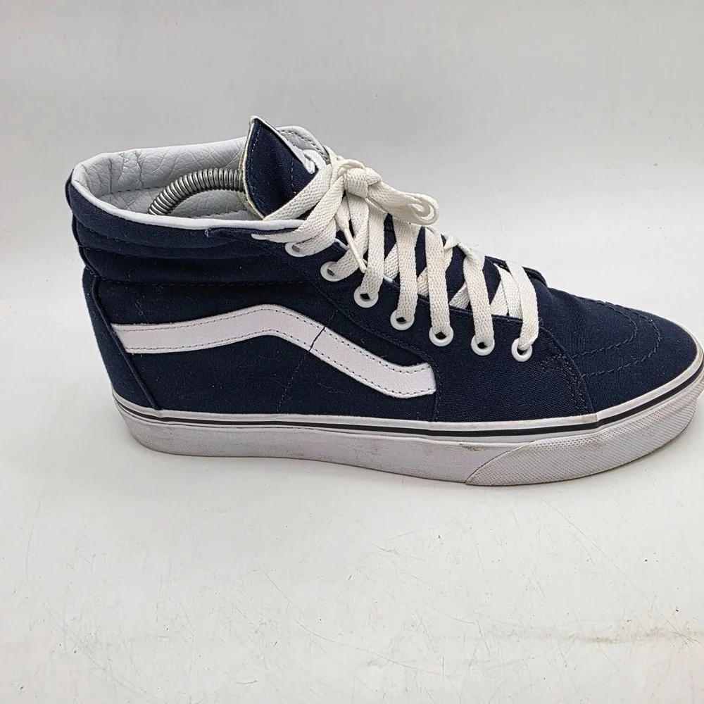Vans Off The Wall Sk8-Hi Canvas Sneakers Navy/white Men 9 Women 10.5 Very Good